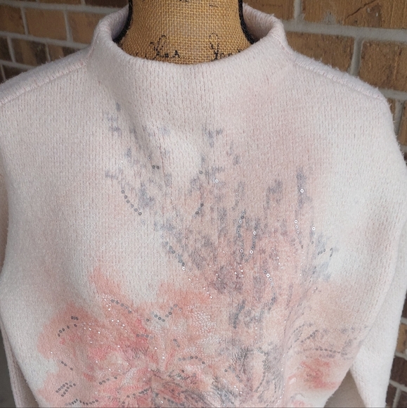 NWT Mock Neck Embellished Floral Sweater - Picture 3 of 11